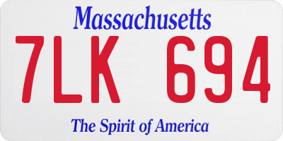 MA license plate 7LK694