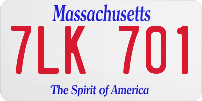 MA license plate 7LK701