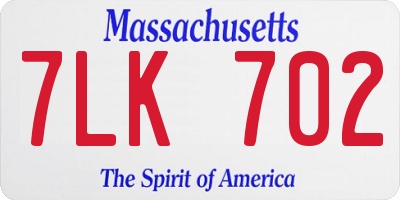 MA license plate 7LK702