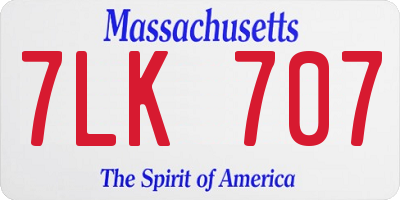 MA license plate 7LK707