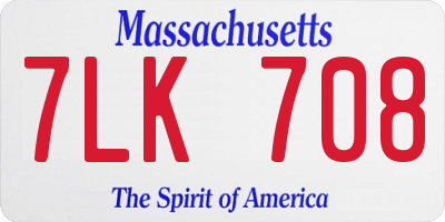 MA license plate 7LK708