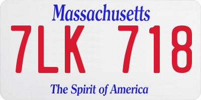 MA license plate 7LK718