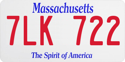 MA license plate 7LK722