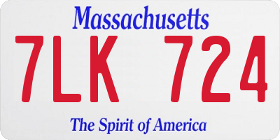 MA license plate 7LK724