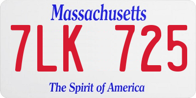 MA license plate 7LK725