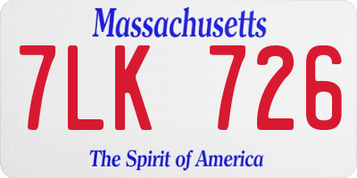 MA license plate 7LK726