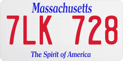 MA license plate 7LK728