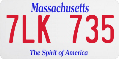 MA license plate 7LK735