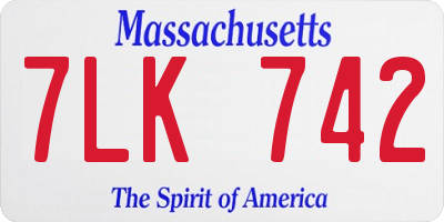 MA license plate 7LK742