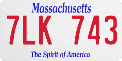 MA license plate 7LK743