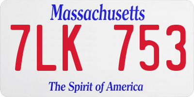 MA license plate 7LK753