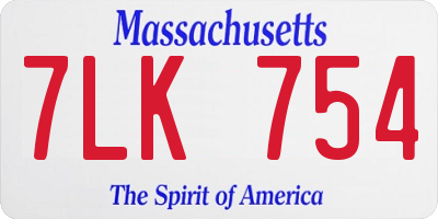 MA license plate 7LK754