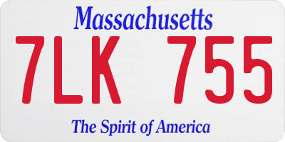 MA license plate 7LK755