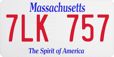 MA license plate 7LK757