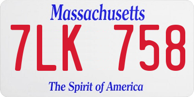 MA license plate 7LK758