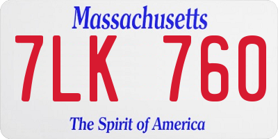 MA license plate 7LK760