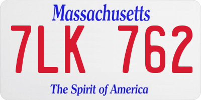 MA license plate 7LK762