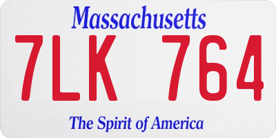 MA license plate 7LK764