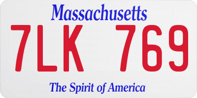 MA license plate 7LK769