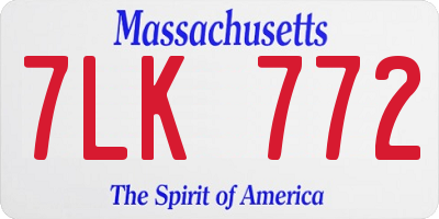 MA license plate 7LK772