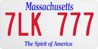 MA license plate 7LK777