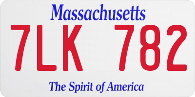 MA license plate 7LK782