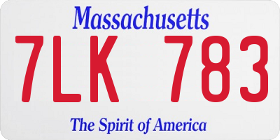 MA license plate 7LK783