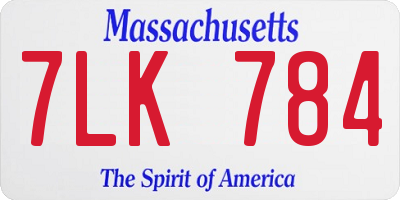 MA license plate 7LK784