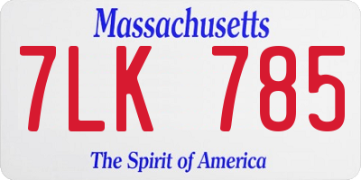 MA license plate 7LK785