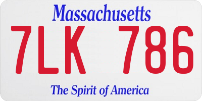 MA license plate 7LK786