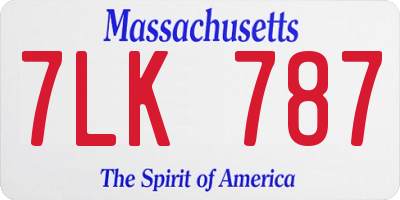 MA license plate 7LK787