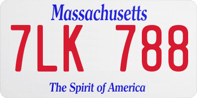 MA license plate 7LK788