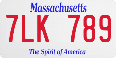 MA license plate 7LK789