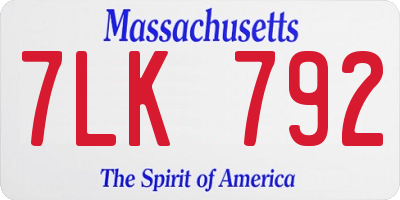 MA license plate 7LK792
