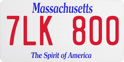 MA license plate 7LK800