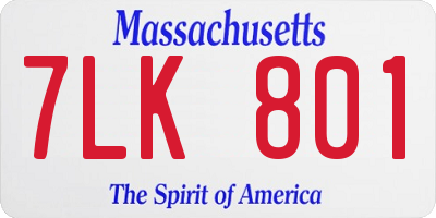 MA license plate 7LK801