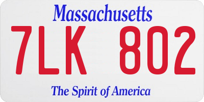 MA license plate 7LK802