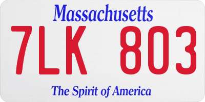 MA license plate 7LK803