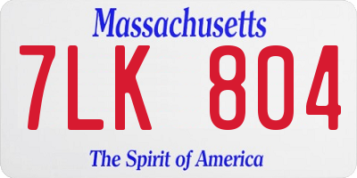 MA license plate 7LK804