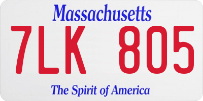 MA license plate 7LK805