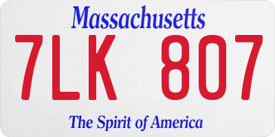 MA license plate 7LK807