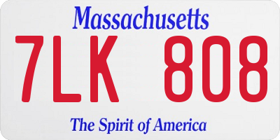 MA license plate 7LK808