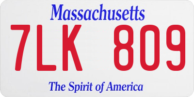 MA license plate 7LK809