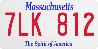 MA license plate 7LK812