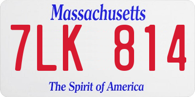 MA license plate 7LK814