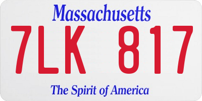 MA license plate 7LK817