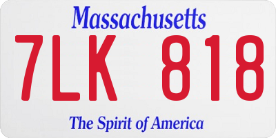 MA license plate 7LK818