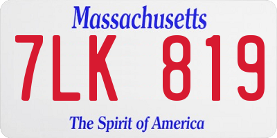 MA license plate 7LK819