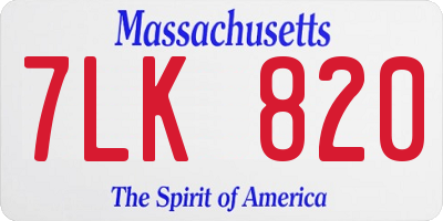 MA license plate 7LK820