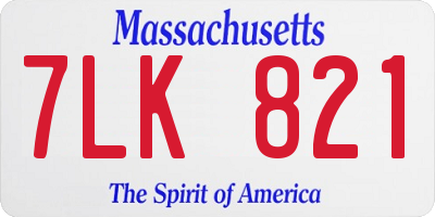 MA license plate 7LK821